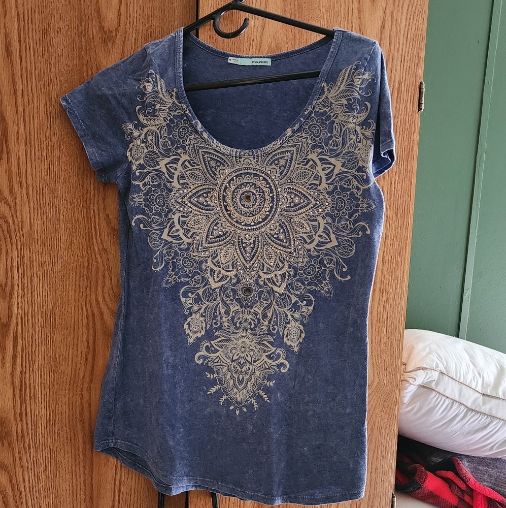 Maurices Blue Mandala Short Sleeve Tee